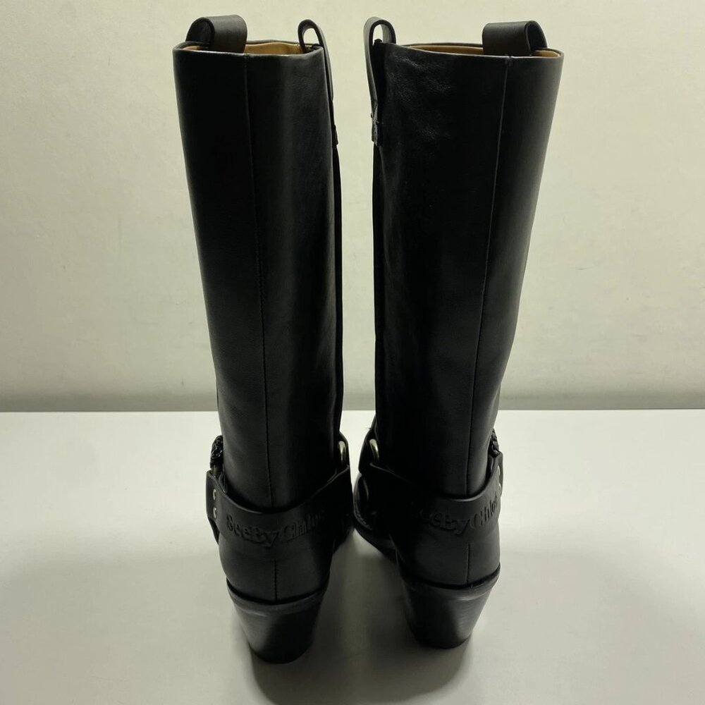 NEW SEE BY CHLOE Women's Western Boots – Black Leather, Size 9
